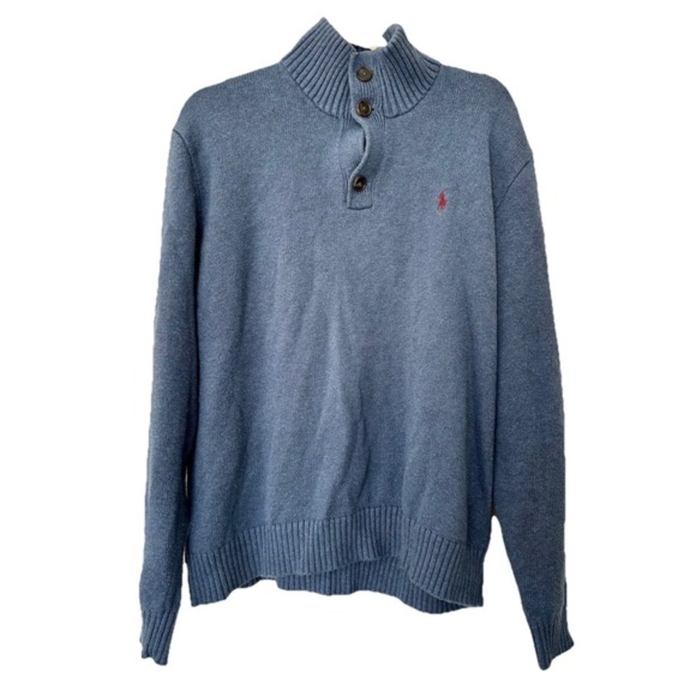 Vintage Polo Ralph Lauren Sweater Mens XL Cotton‎ Henley Mock Neck
